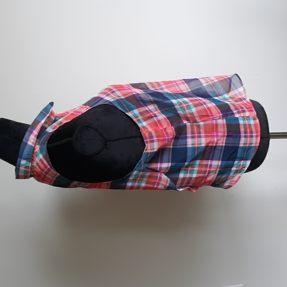Aeropostale sheer madras plaid sleeveless blouse with flutter cross back… - Picture 3 of 6